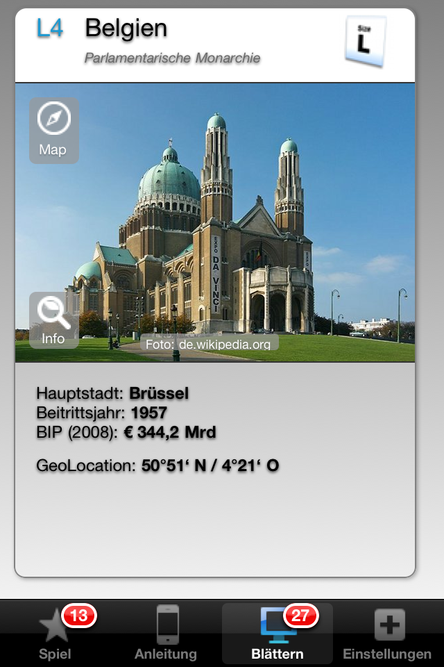 Screenshot "Size EU" – Die Größenverhältnisse der 27 Länder der Europäischen Union kennenlernen Screenshot "Size EU" – Die Größenverhältnisse der 27 Länder der Europäischen Union kennenlernen